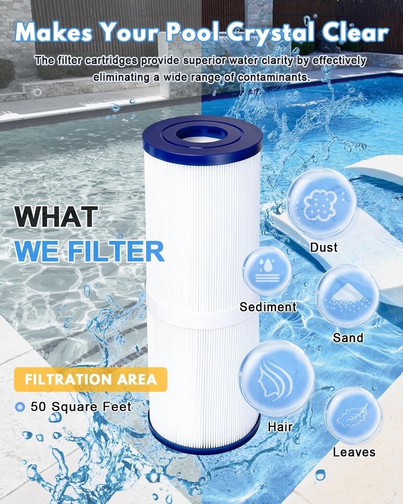 DAYEAR SPA Filter Replacement 50 Sq.Ft 13x5 Hot Tub Filter 2 Pack Compatible