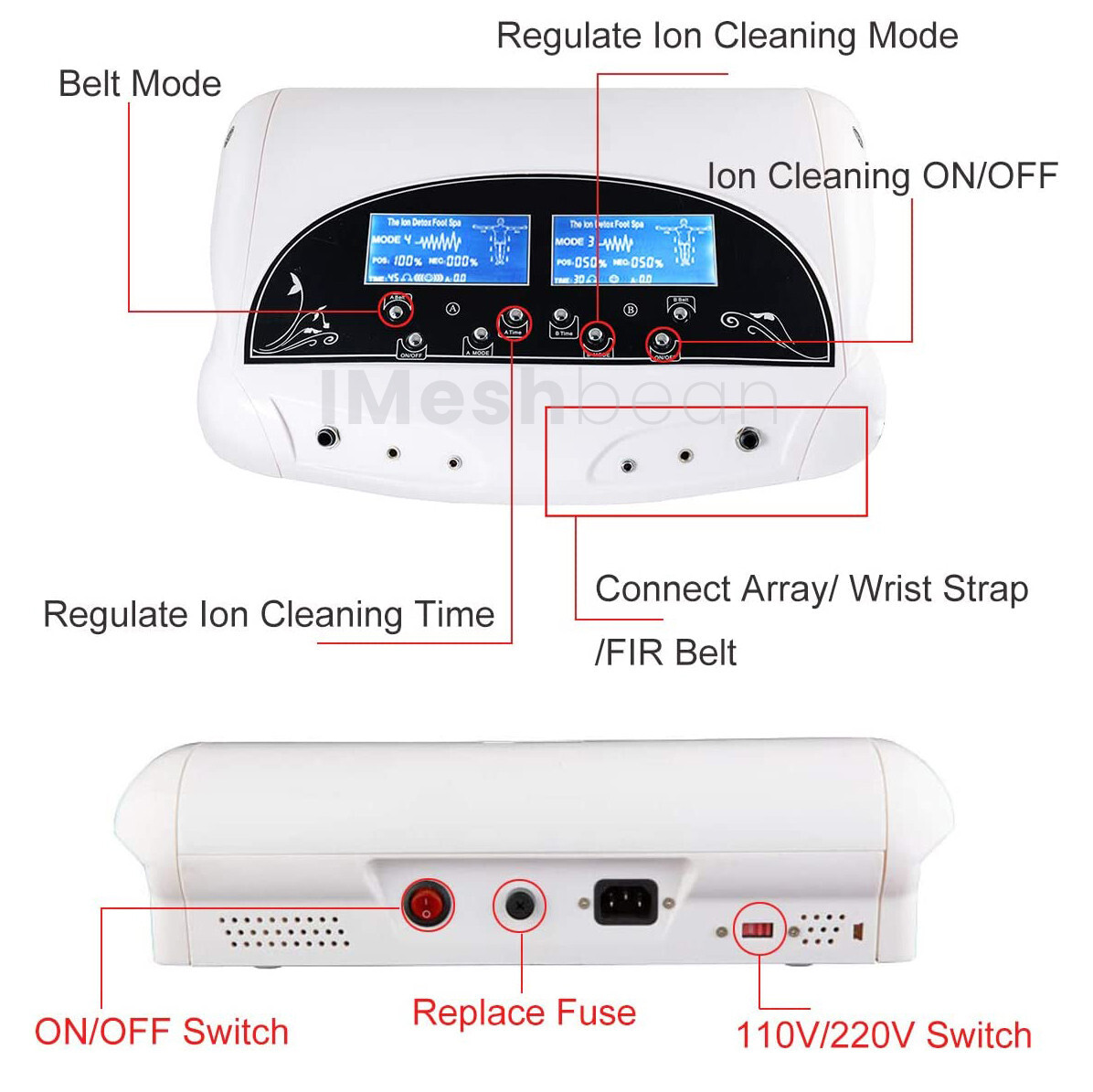 New Dual Foot Bath Spa Ion Detox Ionic Cleanse Machine Infrared Belt Large LCD