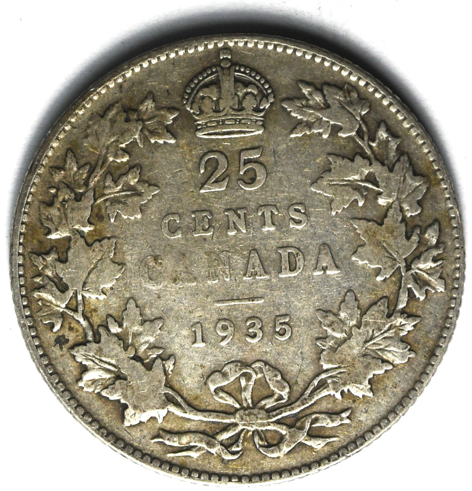 1935 25c Canada Silver Quarter Dollar KM#24a