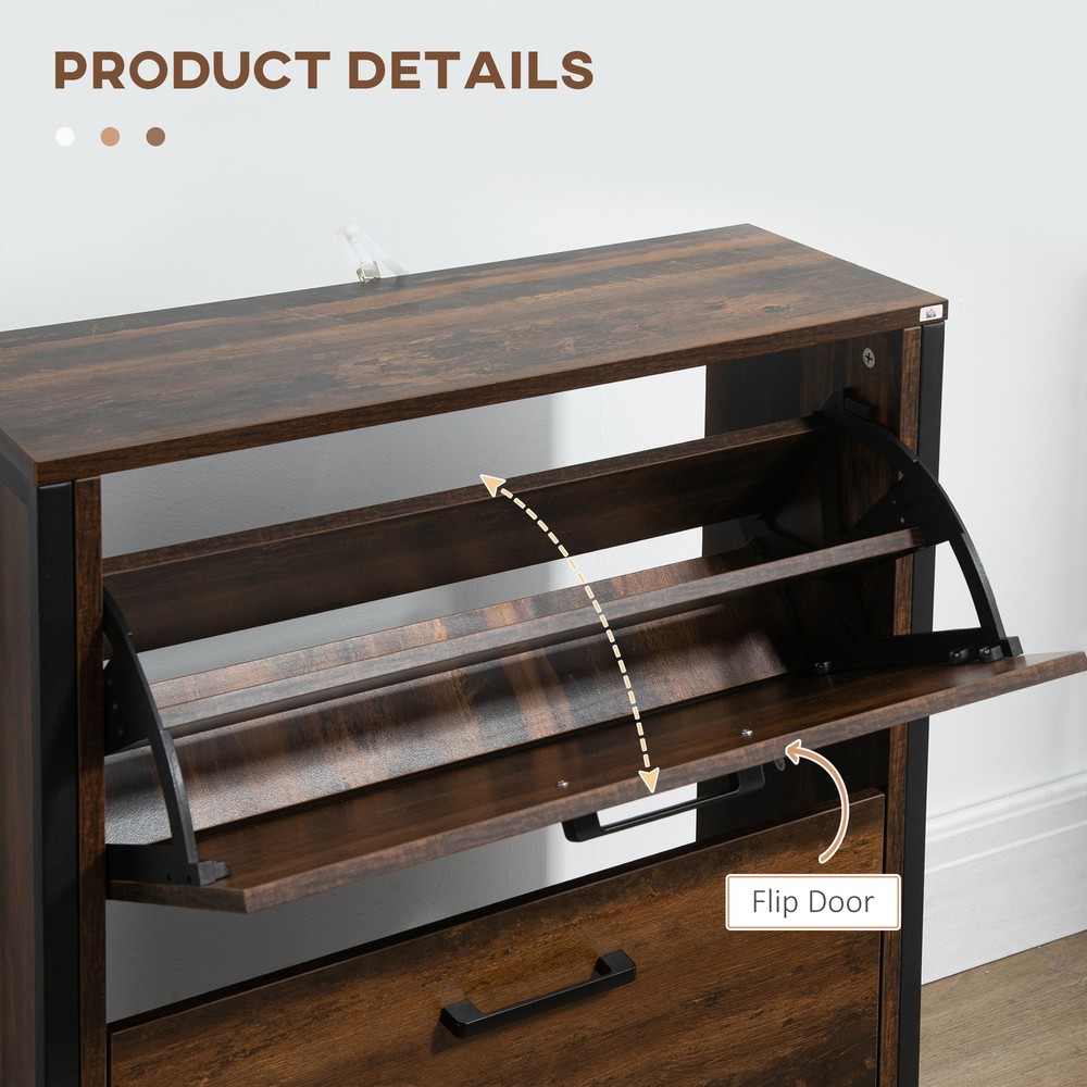 Shoe Storage Cabinet Rustic Brown
