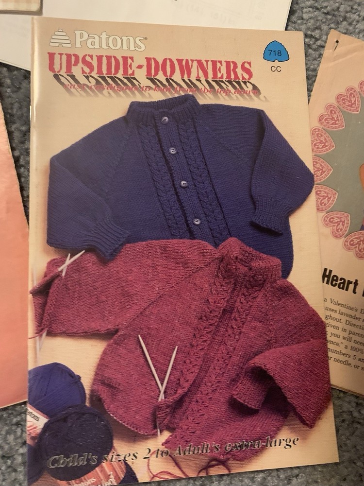 Hand Knit Patterns Sweaters Train Tractor Dinosaur Hearts Cables Upside Downers