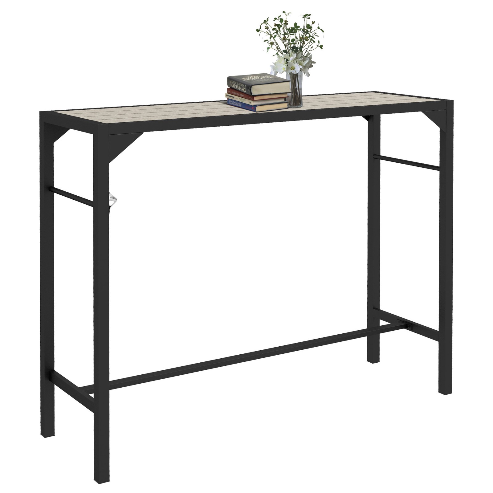 Outsunny 47" Outdoor Bar Table with Built-In Bottle Opener, Steel Frame