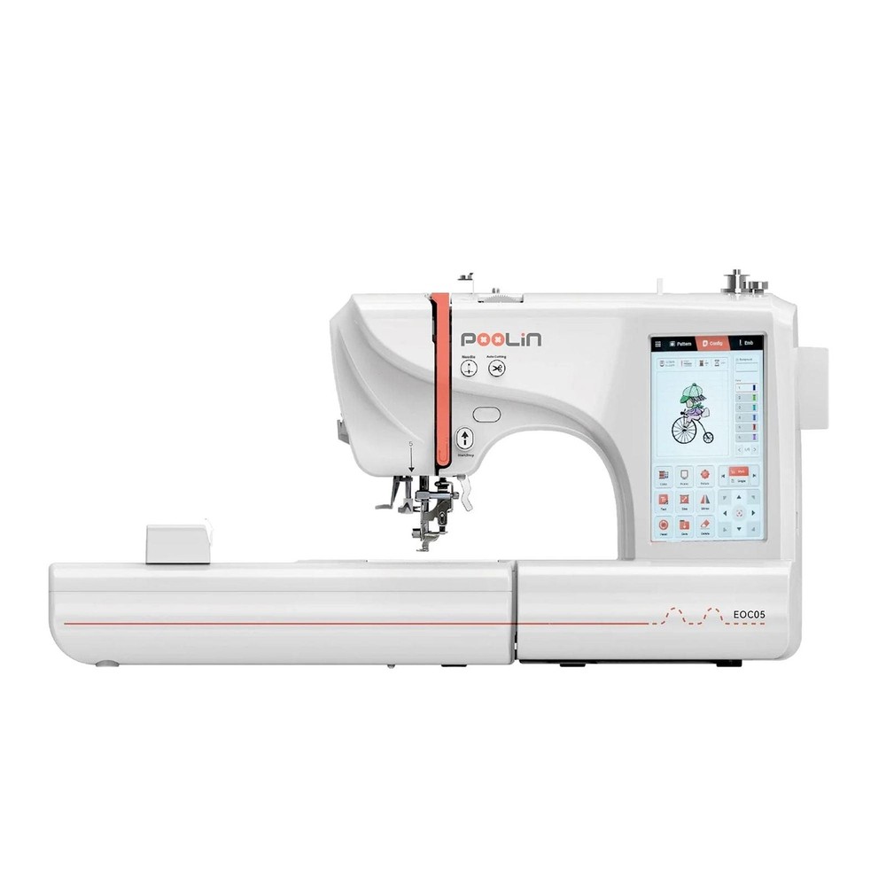 POOLIN EOC05 4in x 9.2in Embroidery Machine with Deluxe Accessory Bundle