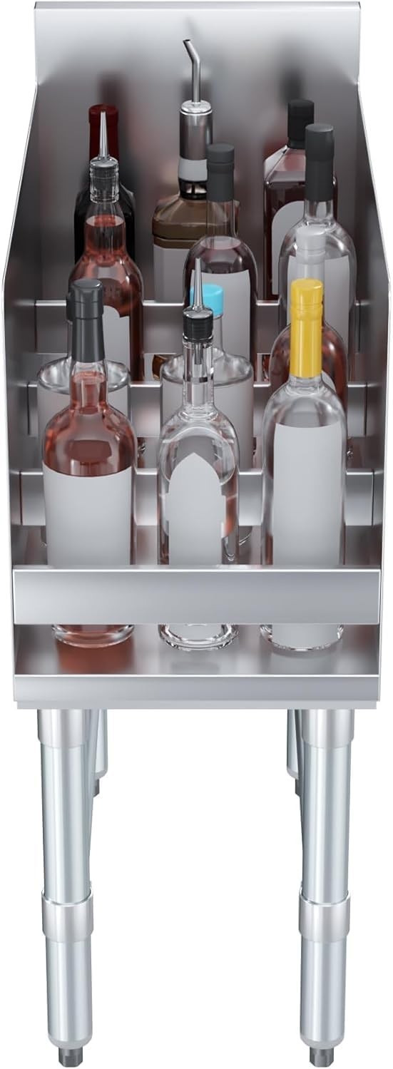 4-Tier Stainless Steel Liquor Display Rack | Commercial Bar Bottle Organizer