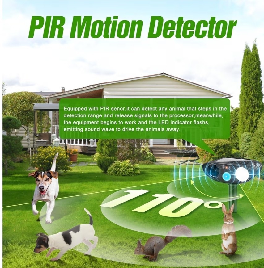 Ultrasonic Cat Deterrent,Solar Powered Deterrent with Motion Sensor