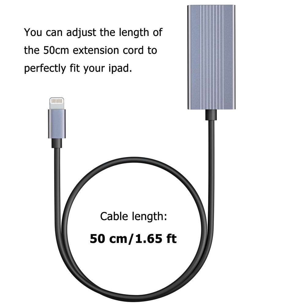Lightning to Ethernet Adapter[Apple MFi 100Mbps Ethernet, grey, black