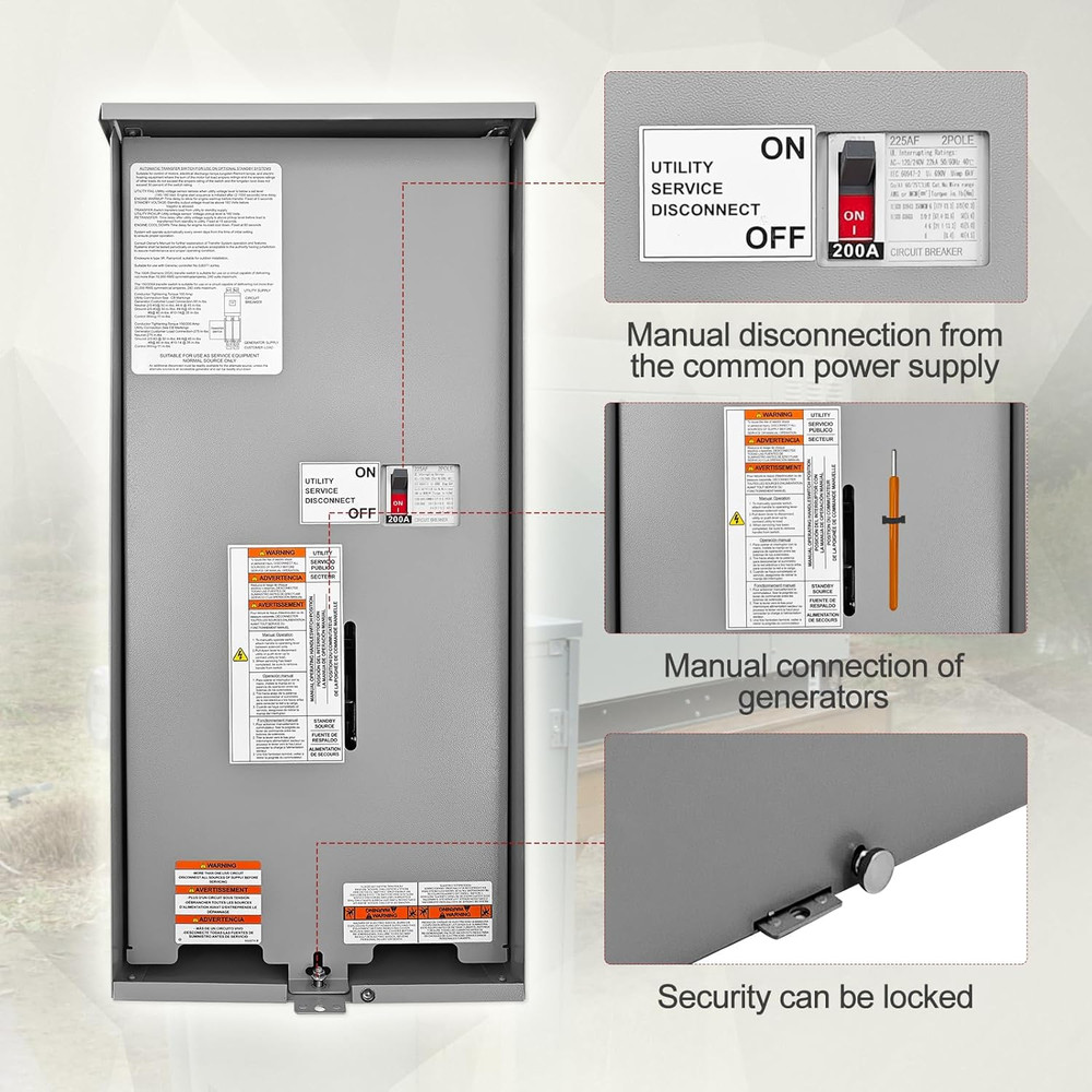 200 Amp Automatic Transfer Switch w/Power Management Replacement for Generac ...