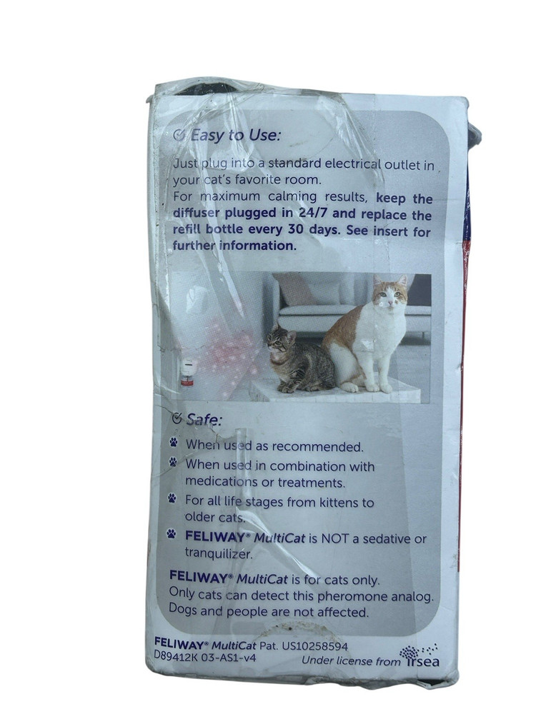 Feliway D89410M 30 Day Multicat Diffuser Kit Starter Pack HAPPY CATS Exp:4/01/27