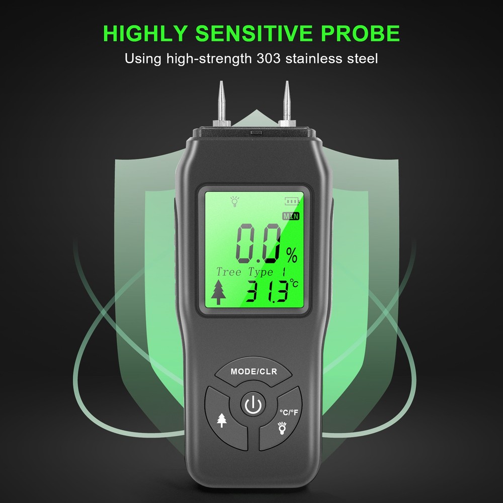 Digital Hygrometer Wood Moisture Meter Large Lcd Display Fast Response