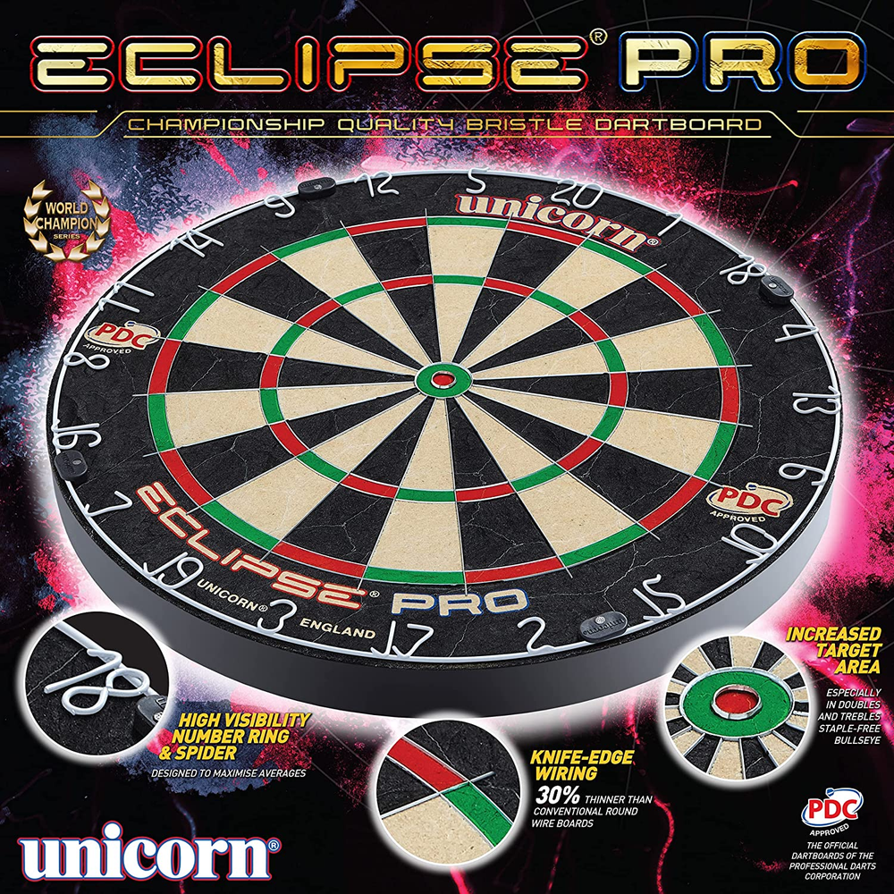 Eclipse Pro Dart Board With Ultra Slim Segmentation For Increased Scoring NEW