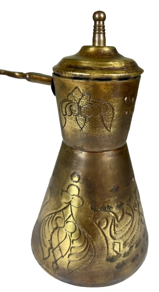 Antique Vtg Middle Eastern Copper Brass Coffee Tea Pot with Handle