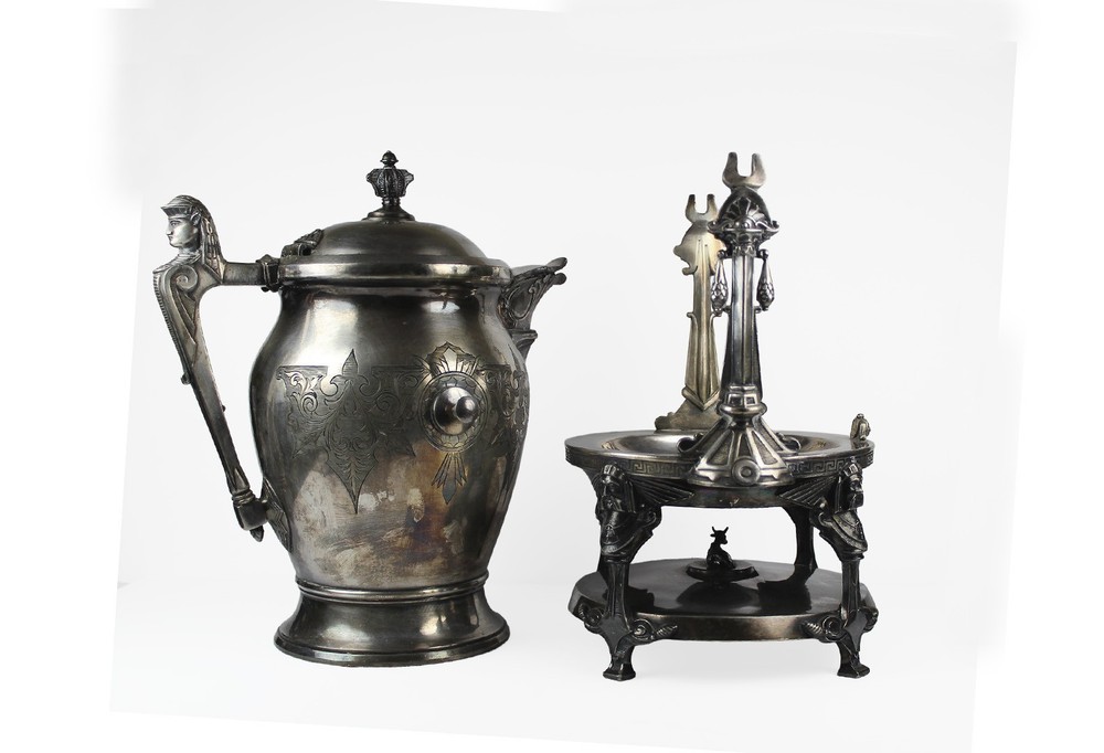 1850s Porter Brit. & Plate Co. Silver Plated Ornate LG Tea Pot Tilting Pitcher