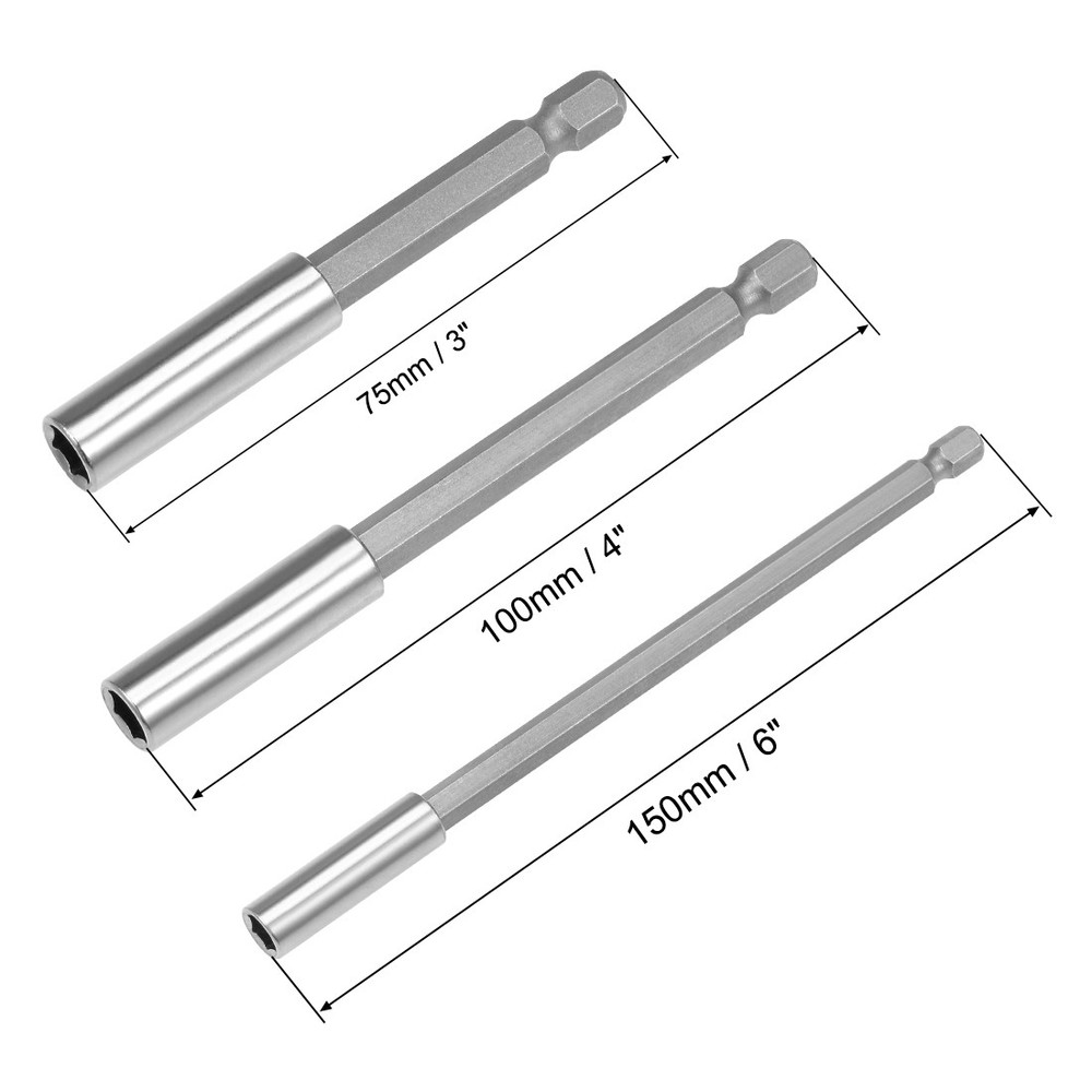 Magnetic Tip Extensions 3" 4" 6" Quick Release 1/4" Hexadecimal 3pcs