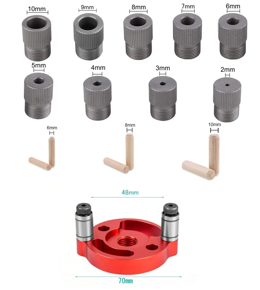 Self Centering Doweling Jig, Dowel Drill Guide 2/3/4/5/6/7/8/9/10mm Self Cent...