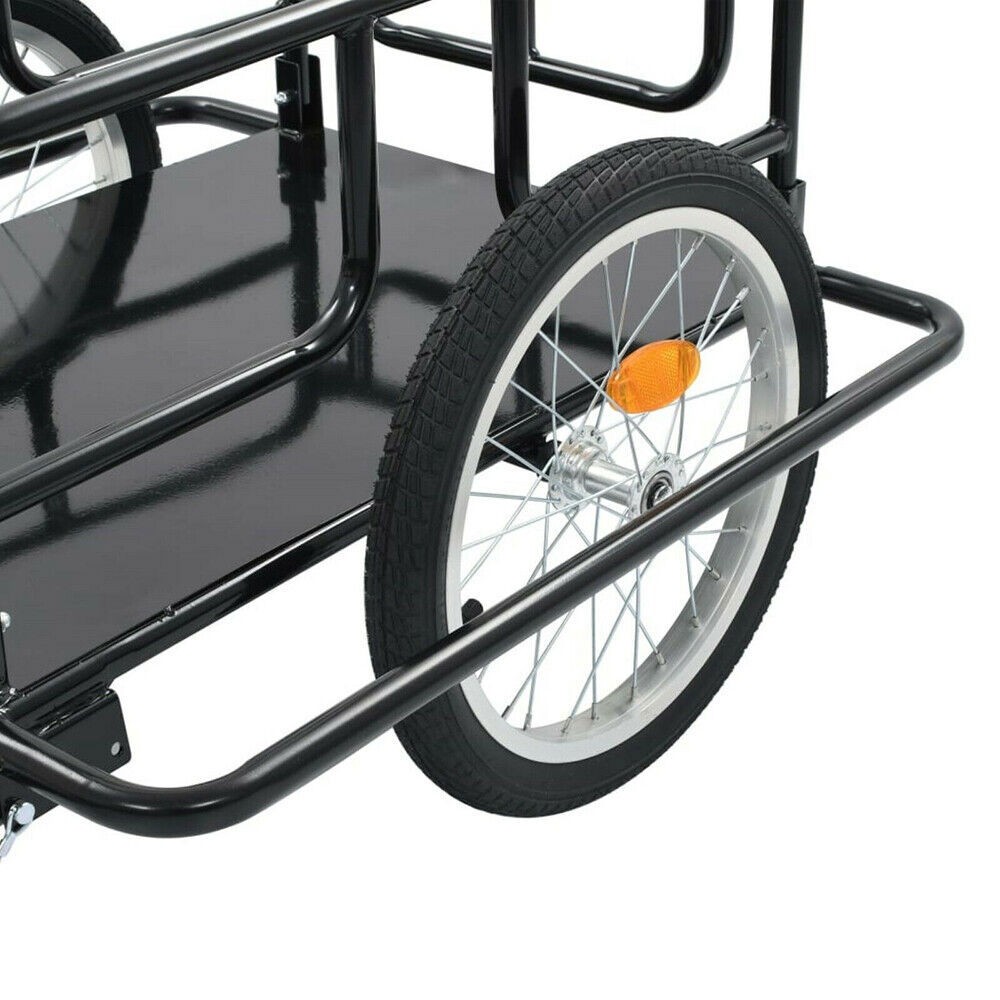 Large Bicycle Bike Cargo Trailer Foldable 110lbs Max Load Steel Carrier For Shop