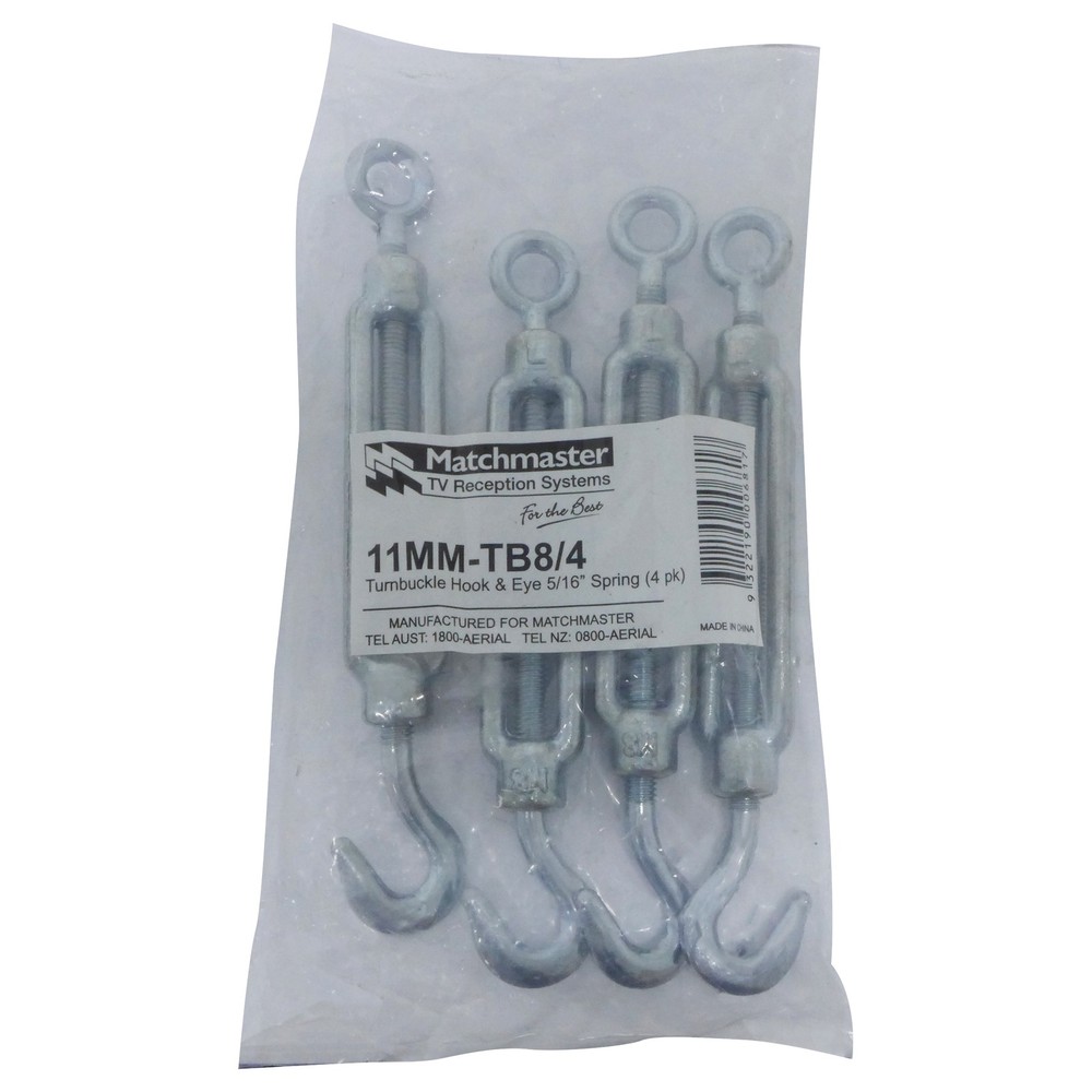 Turnbuckle Hook with 5/16" (7.9mm) Eye (4 Pack)