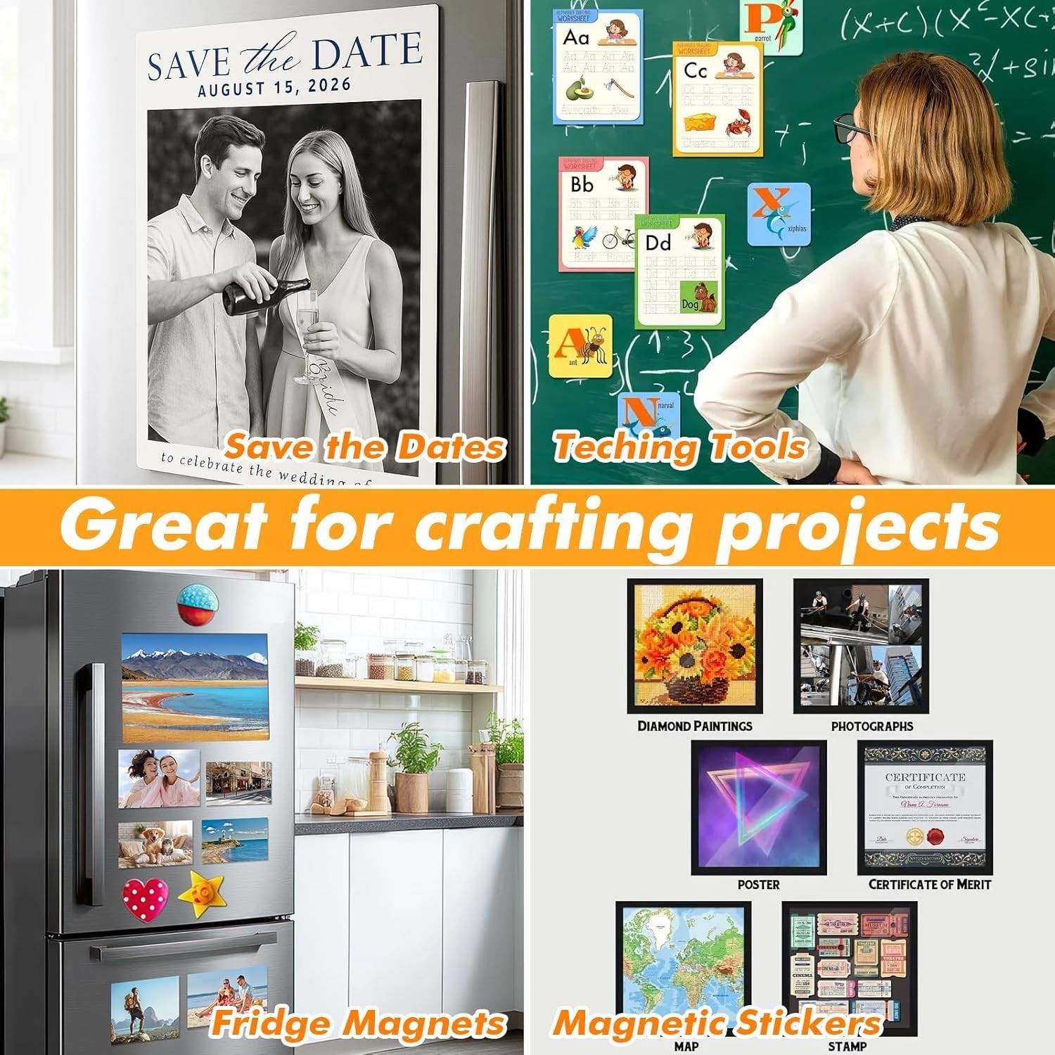 Magnetic Sheets with Adhesive Backing 4 x 6 Inch, 200 Packs Adhesive Magnetic...