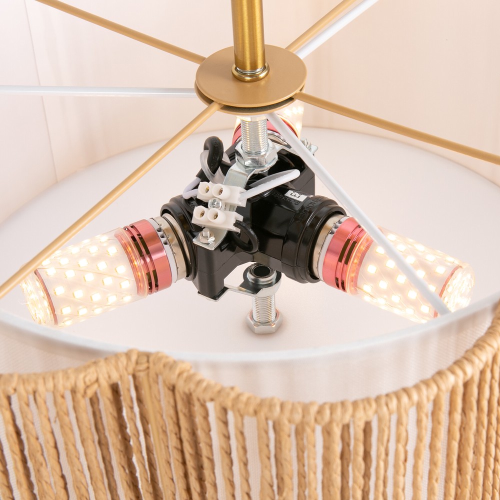 Rustic Ceiling Mount Rattan Light Ceiling Lamp Flush Mount Chandelier Fixture