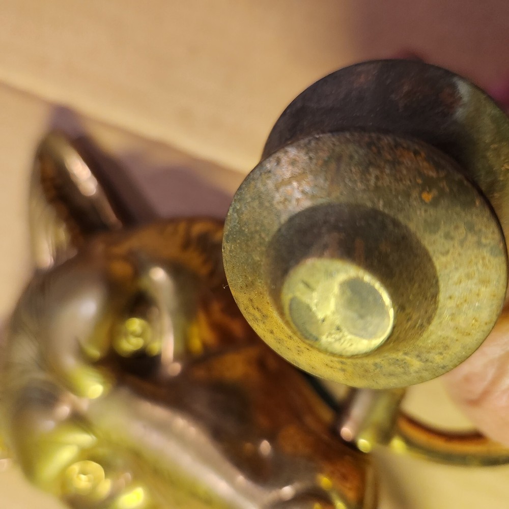 VINTAGE WOLF HEAD BRASS DOOR KNOCKER With Hardware