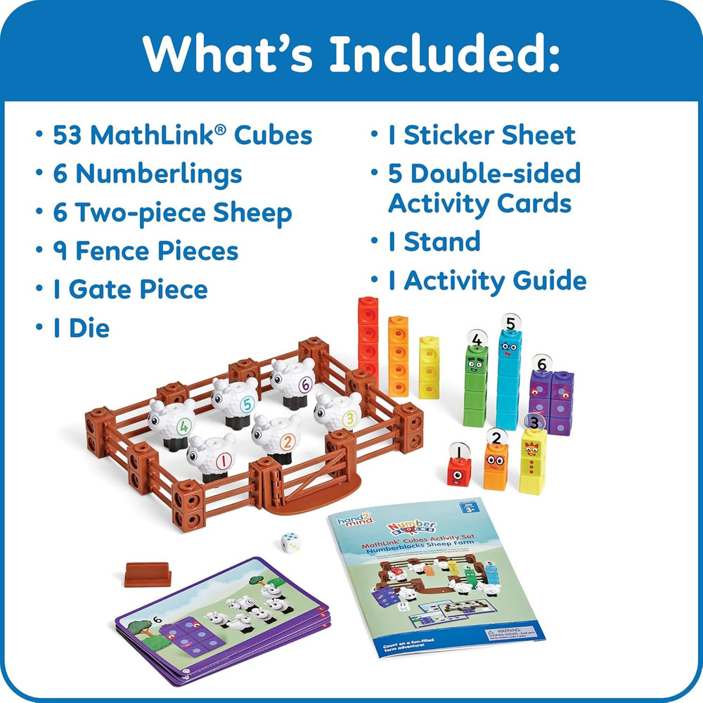 Numberblocks Sheep Farm Mathlink Cubes Activity Set, Preschool Learning Activiti