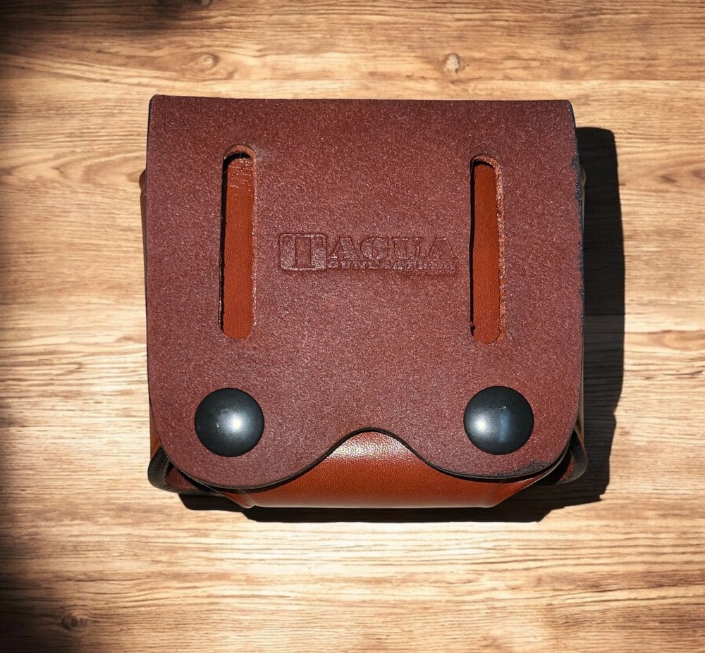 Brown Leather Magazine & Flashlight Pouch for 9/40/45 Single Stack 1911