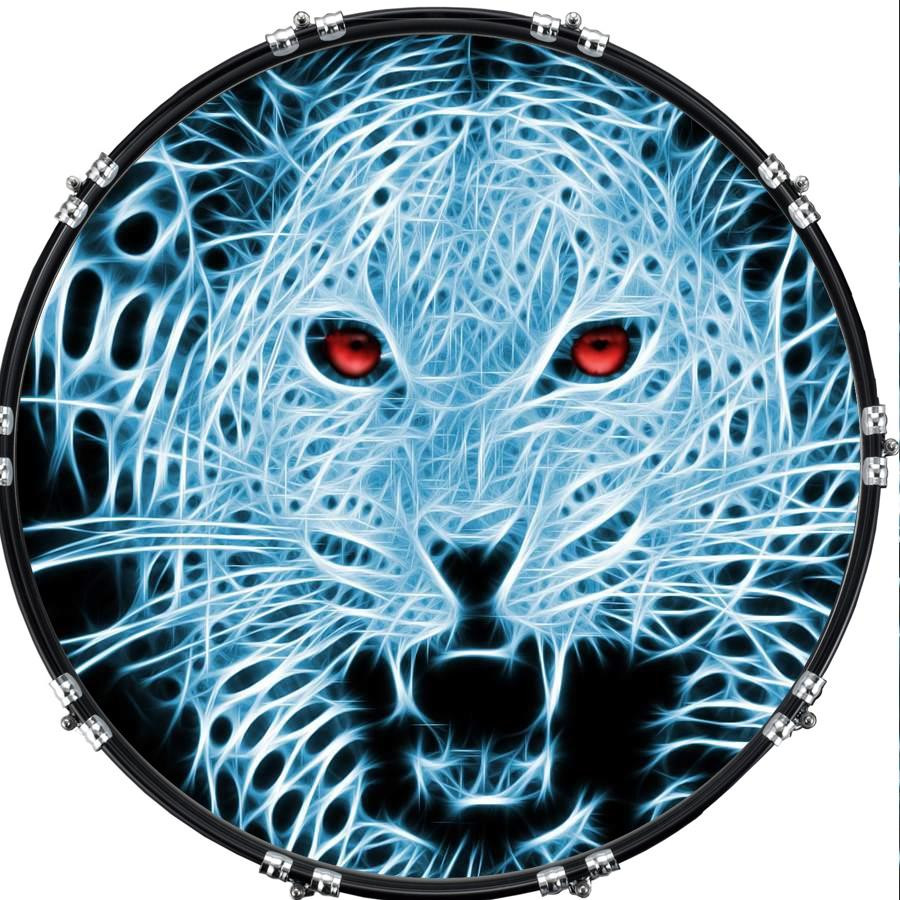 20" Custom Bass Kick Drum Front Head Skin Graphical Cat Neon Leopard