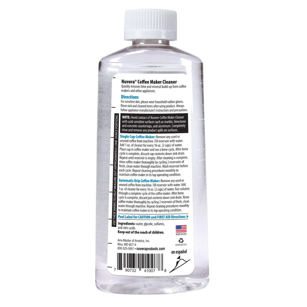 Nuvera Coffee Machine Descaler Solution 8 fl oz Single Cup & Espresso Cleaner