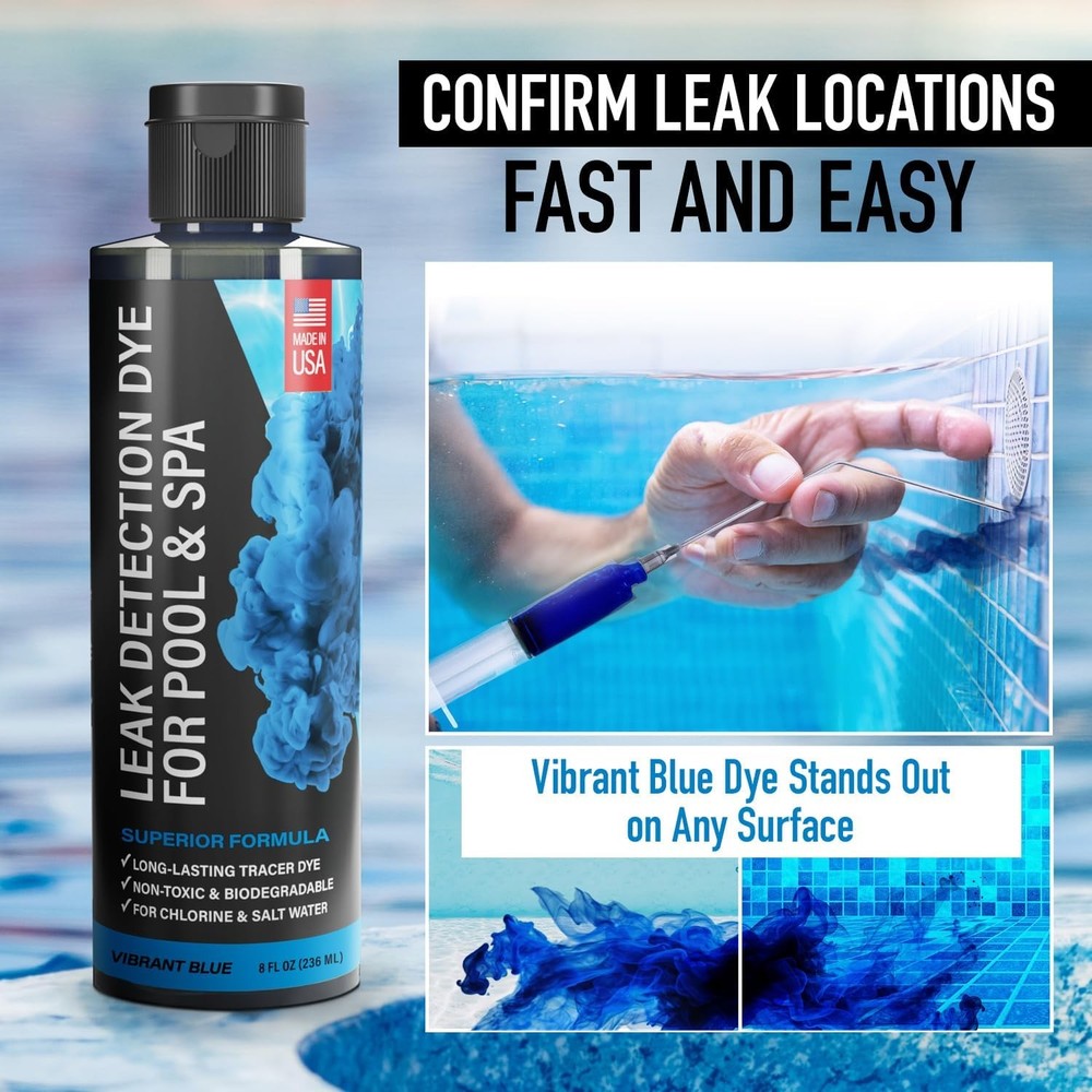 Pool Leak Detection Dye Kit - with 2 Precision Applicators - Vibrant Blue