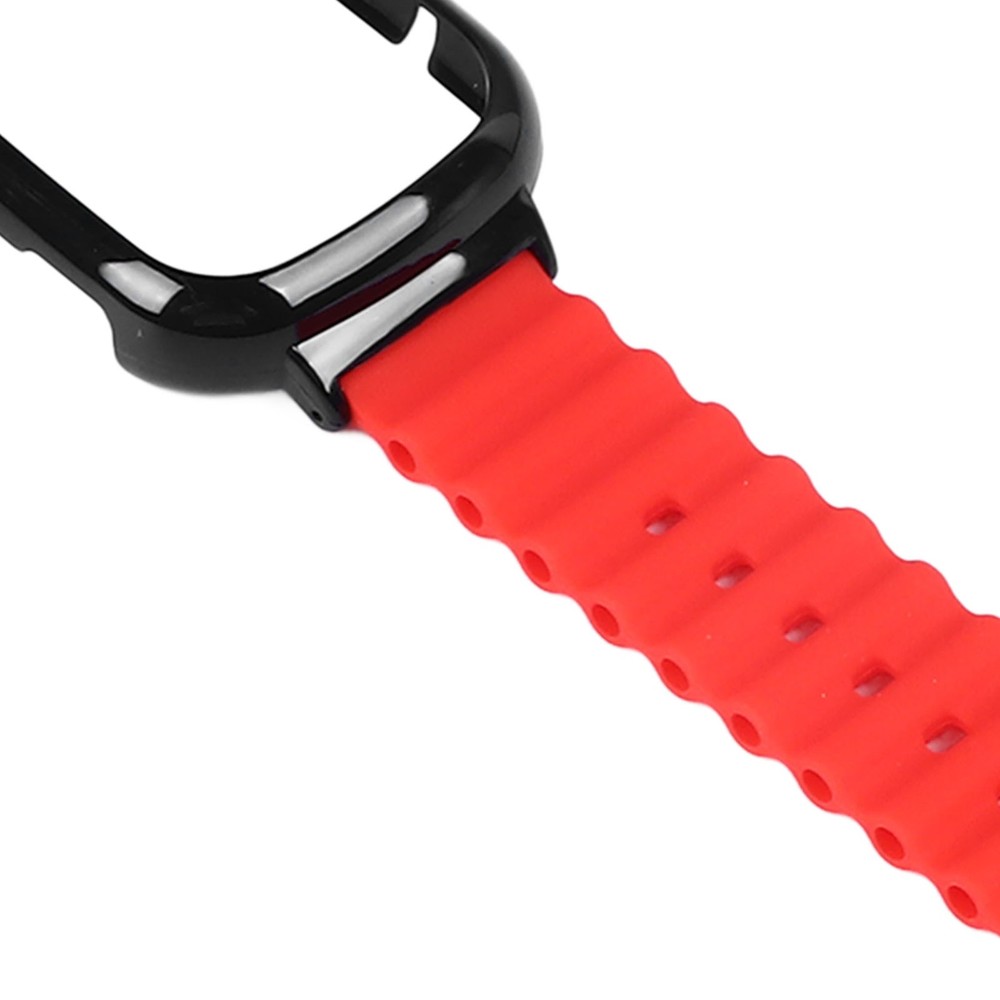 Silicone Watch Band With Case Replacement For Honor 4 Adjustable Strap (Red )
