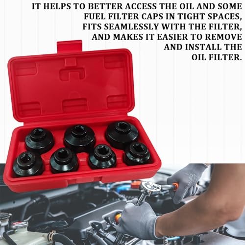 Oil Filter Socket Set Oil Filter Wrench Removal Tool Kit Includes 24mm 7PCS