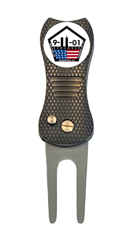 9/11 Remember Memorial Golf Ball Marker + Premium Switchblade Divot Tool