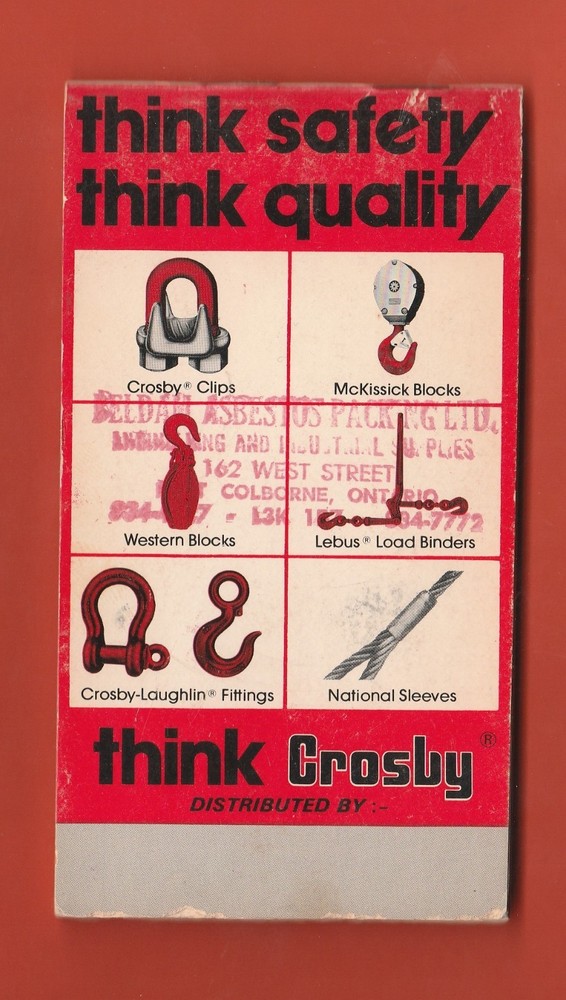 VINTAGE 1960'S CROSBY HOOKS NOTEPAD - UNUSED