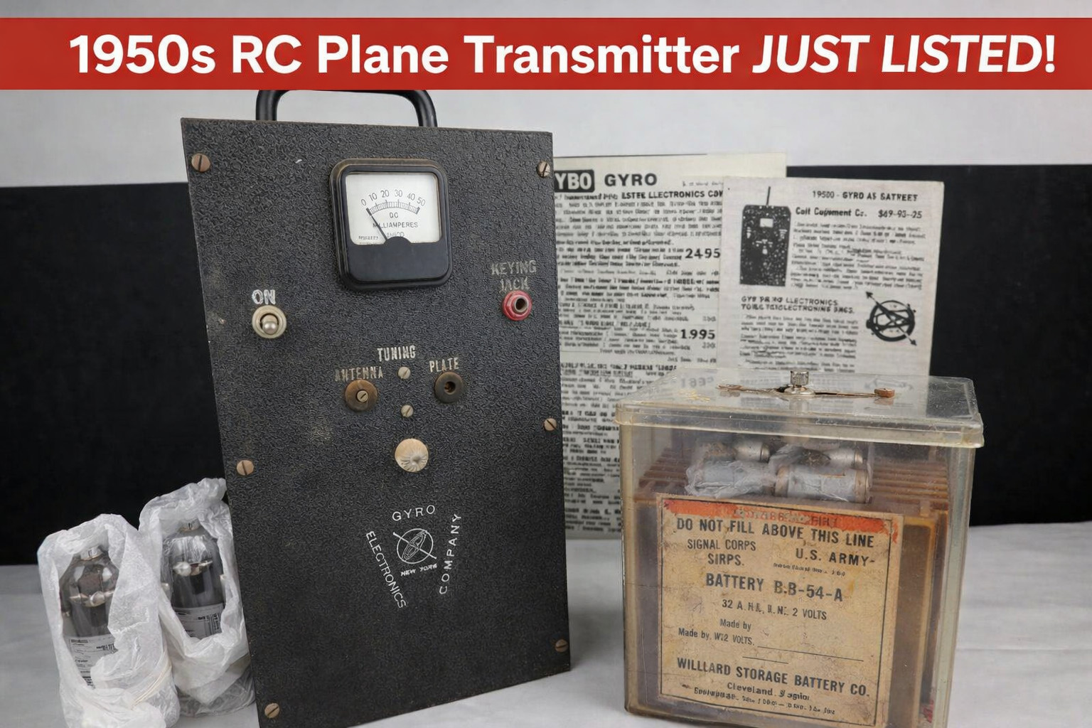 Gyro Mac II Vintage Tube RC Aircraft Transmitter VT-185 Tubes 1950s R/C Radio