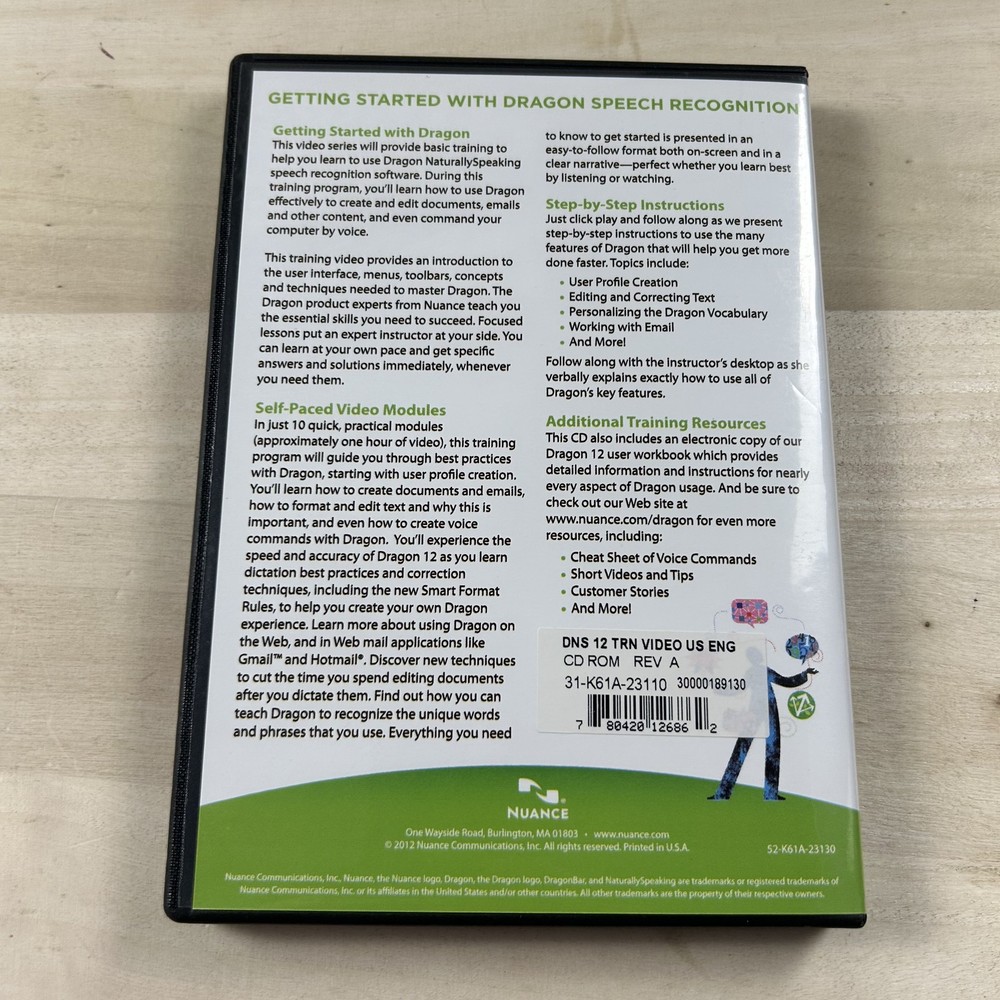 DRAGON NaturallySpeaking Version 12 Training Video DVD Speech Recognition
