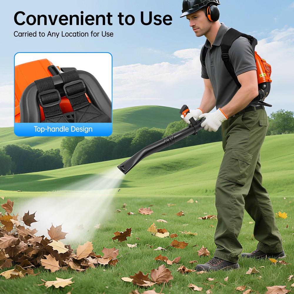 Upgraded 63CC 2-Stroke Backpack Leaf Blower With Adjustable Air Volume