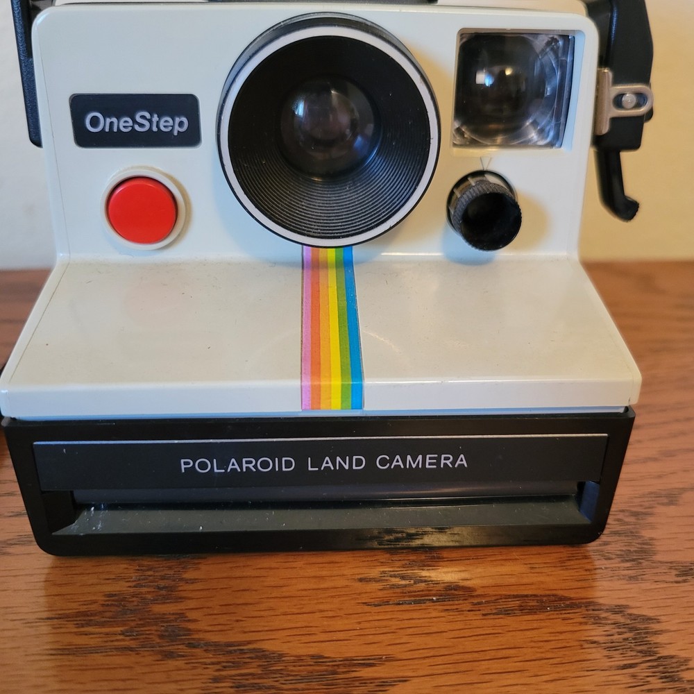 Vintage Polaroid One Step Land Camera With Flash Untested Rainbow Stripe