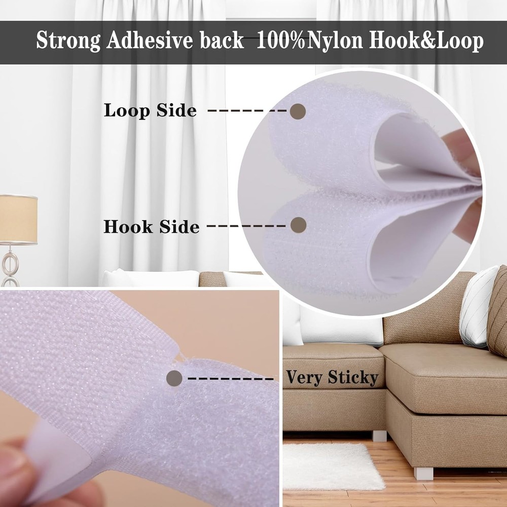 Self-Adhesive 30Ft Hook & Loop Tape Rolls - Multi-Surface Use for Home & Office