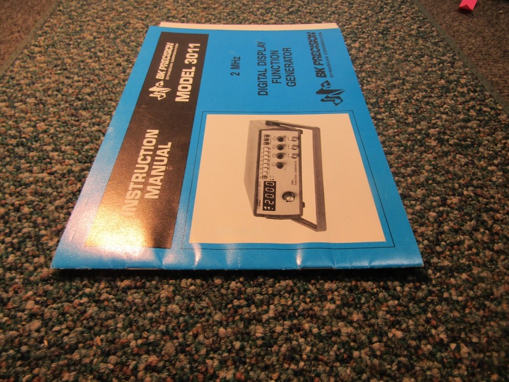 B&K 2 MHz Digital Display Function Generator 3011 Manual ~ Original ~ Ham Radio