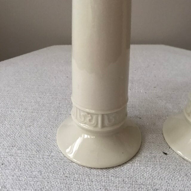Pair Lenox Special Ivory China 9" Candleholders