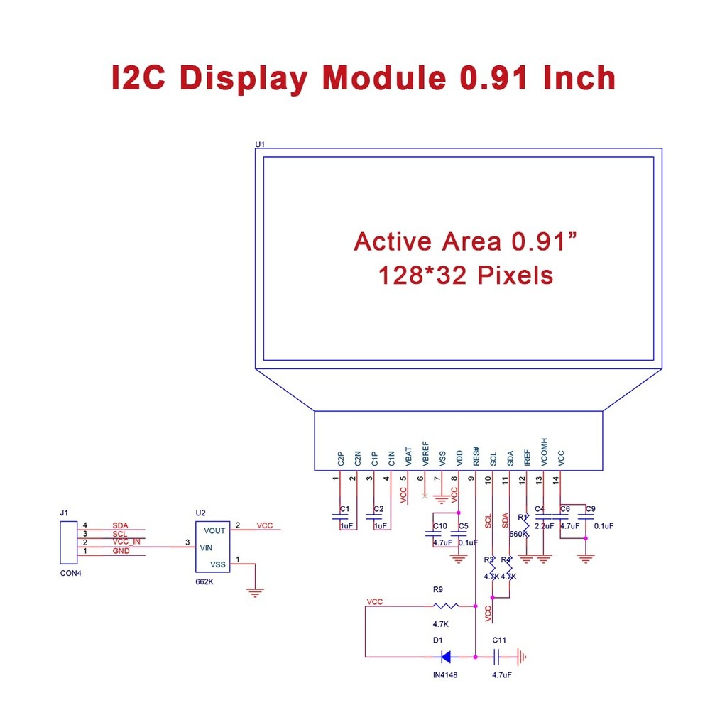 5 Pcs 0.91 Inch I2C OLED Display Module IIC OLED Screen DC 3.3V~5V Compatible