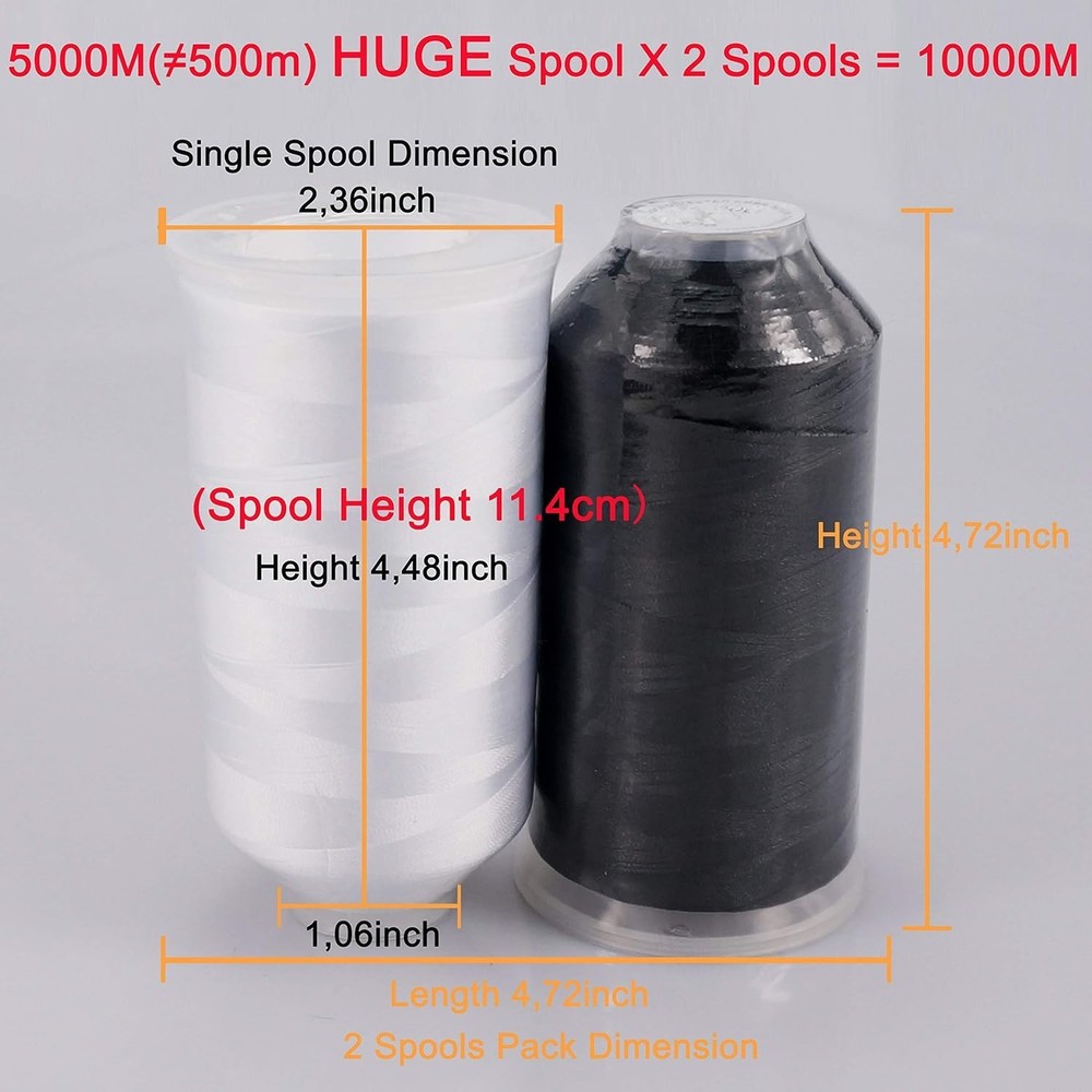 5000M Polyester Embroidery Thread Spools Ideal for Home and Industrial Use
