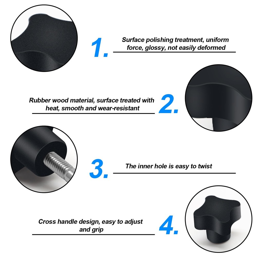 Yasdyri Rollator Walker Replacement Knob 2 PCS Arm Black