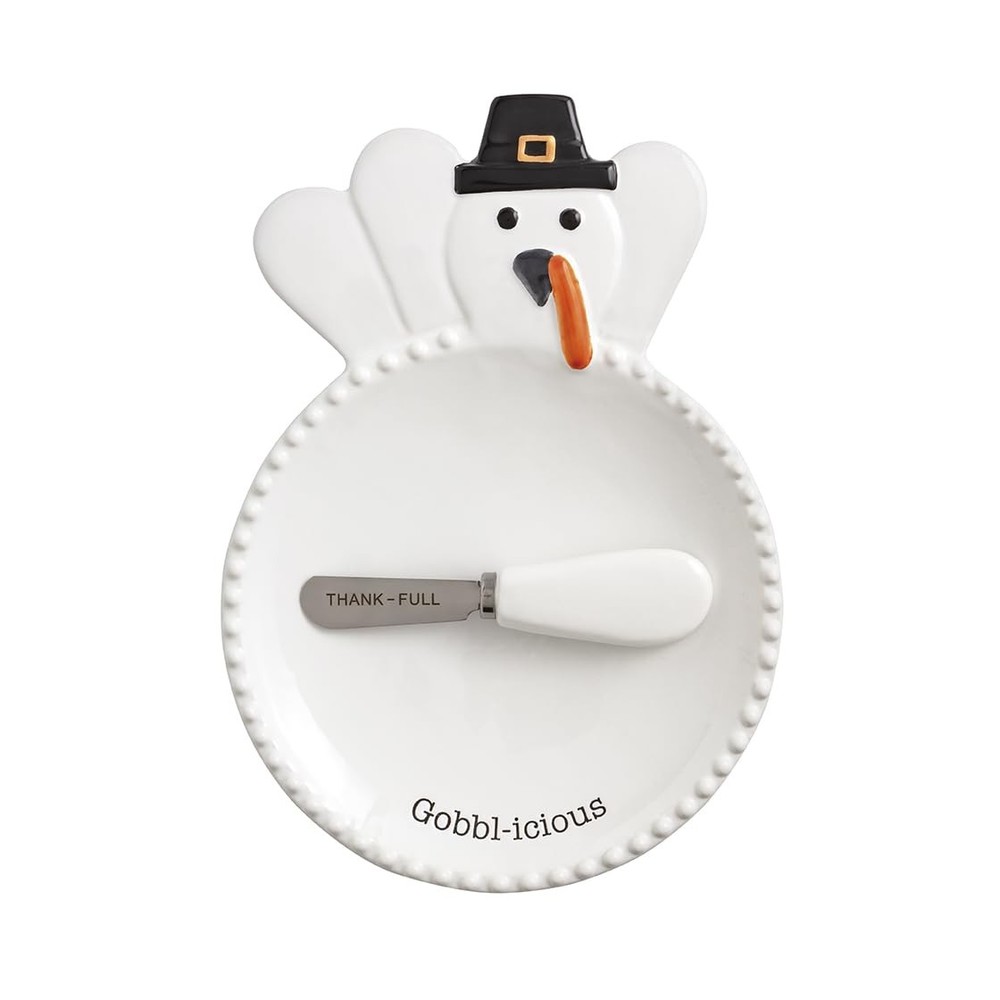 Mud Pie Thanksgiving Turkey Plate & Spreader Set