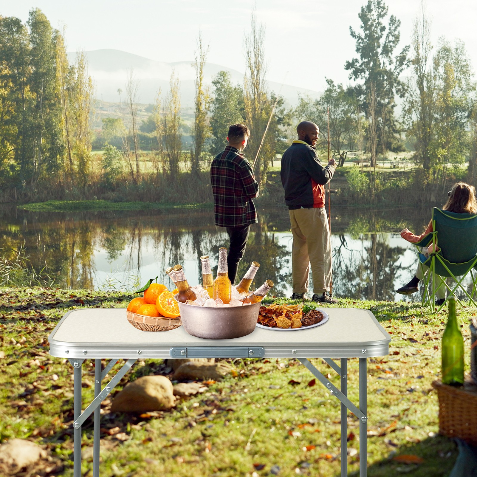 2.3FT Partable Aluminum Folding Table Picnic Garden Camping Indoor Outdoor