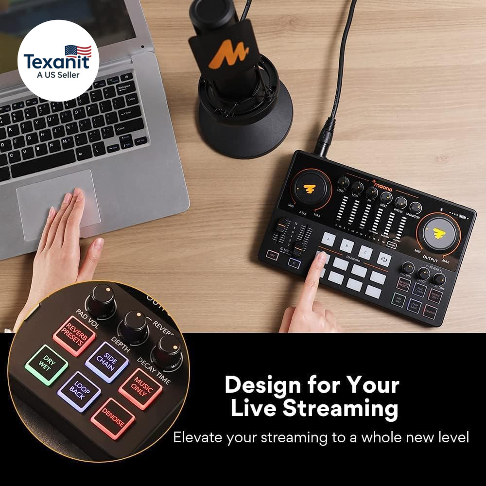 Podcast Equipment Bundle 10 Channel Audio Interface and XLR Dynamic Microphone c