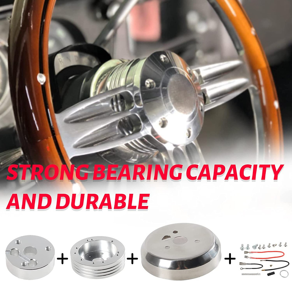 5 & 6 Hole Billet Steering Wheel Hub Adapter Silver