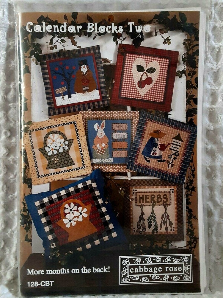 CALENDAR BLOCKS TWO January December 12 Patterns Cabbage Rose Holidays NEW