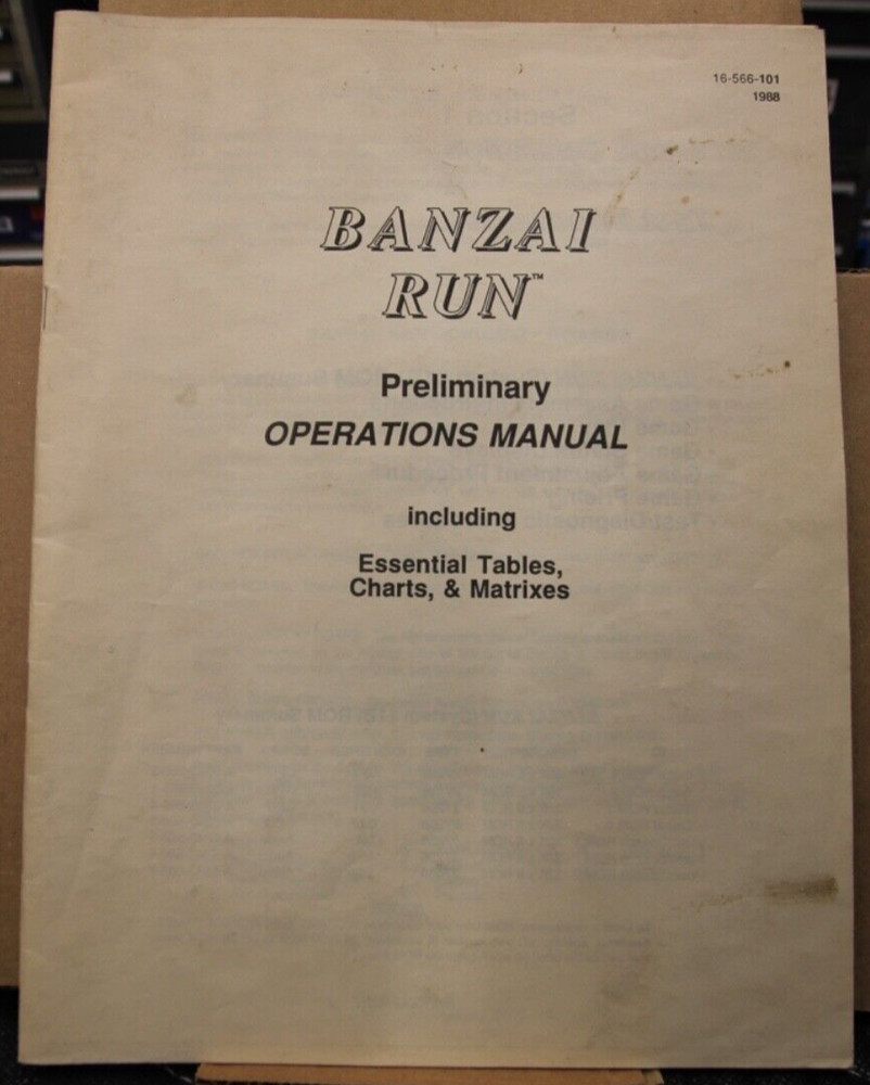 Banzai Run Pinball Preliminary Operations Manual