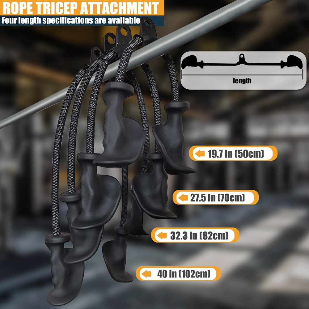 Upgraded 50cm/20" Extra Long Triceps Rope Pulldown Cable Attachments for Gym Bar