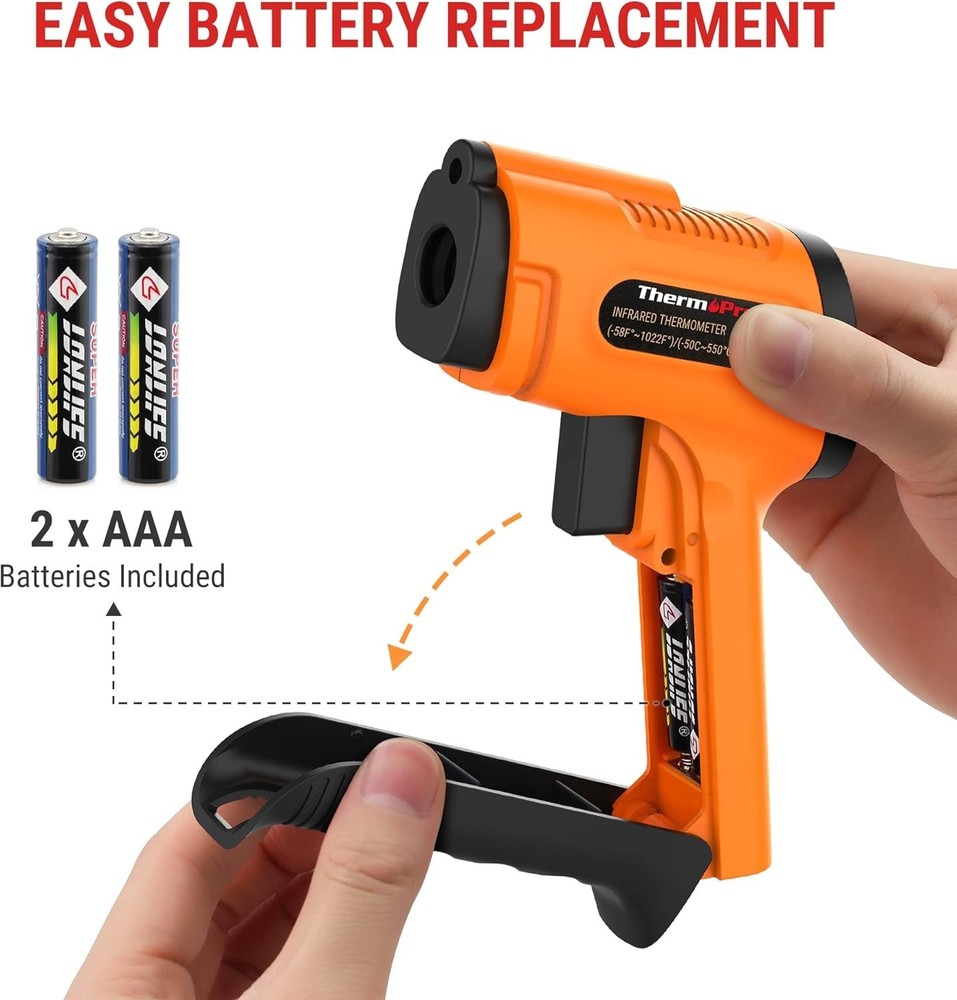 Versatile TP30 Laser Temperature Gun - Adjustable Emissivity - Instant Readings